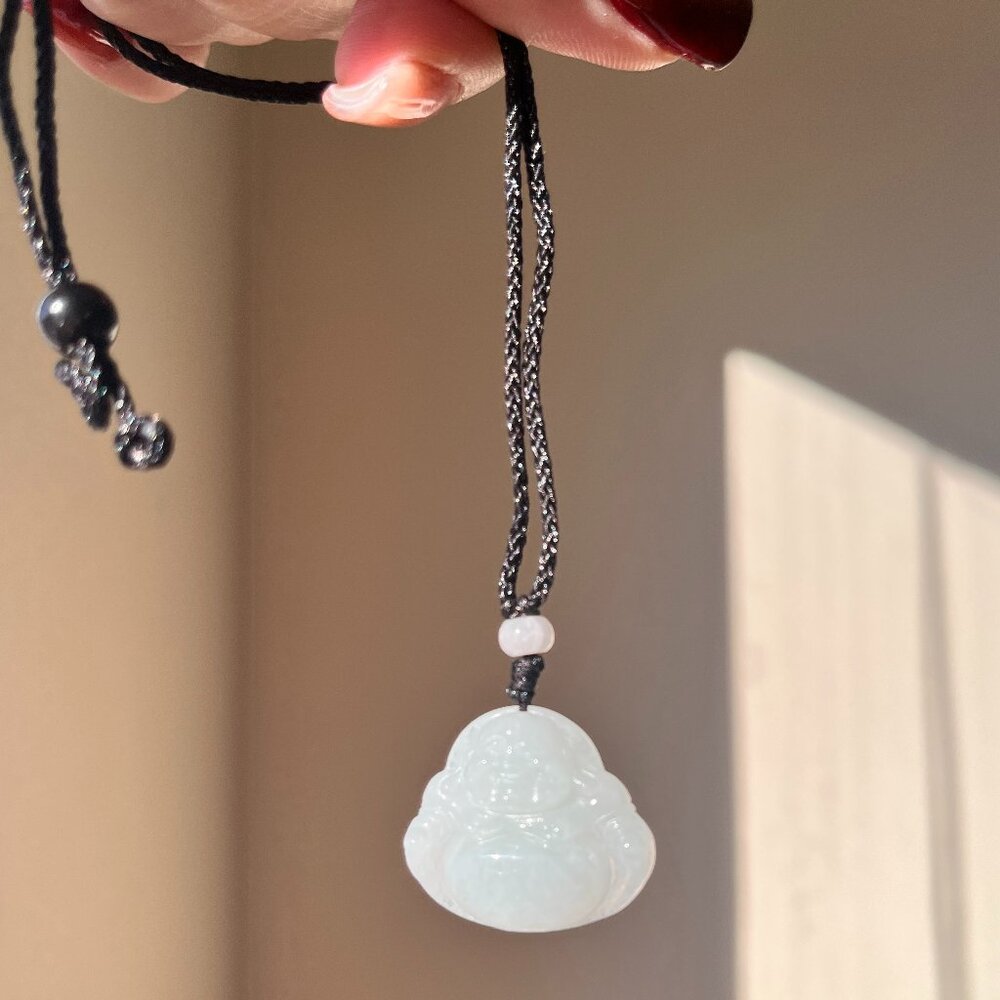 Laughing Buddha Jade Pendant Necklace
